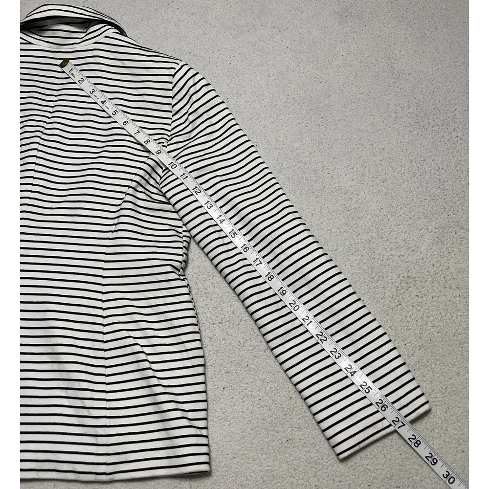 Chicos Jacket Women's Small 0 White Long Sleeve Striped Lined Button Up Coat 4/6 - Picture 8 of 9